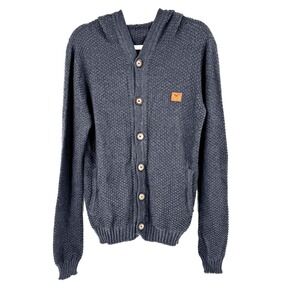 Ferrioni‎ Hooded Cardigan Sweater Men's Medium Gray Scottie Dog Preppy Slim NEW